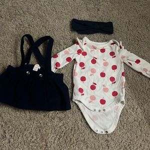 0-3M Baby Girl Outfit With Overalls